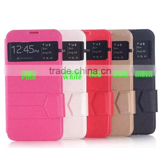 Factory Wholesale Flip Stand Window PU Leather Case For Samsung Galaxy S6