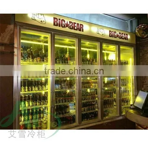 Golden color luxury beverage display cabinet