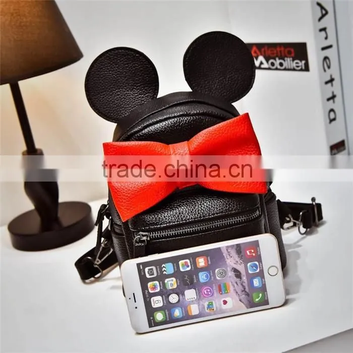 Mic-key Bow Beautiful Schoolbags Teenage High School Backpack for Girls