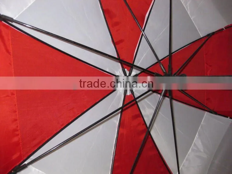 High Quality Two layers Windproof auto open fiberglass promotional umbrella golf umbrella