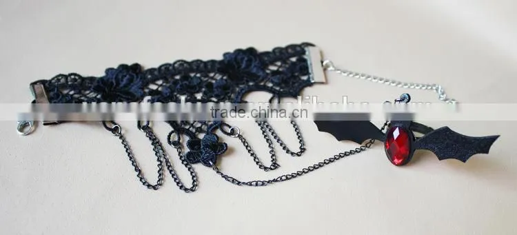 bat hanging hallowmas bracelet, gothic slave bracelet with ring