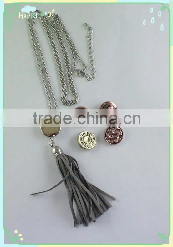 Custom made jewelry changeable snap buttons necklace Diy Sanp necklace