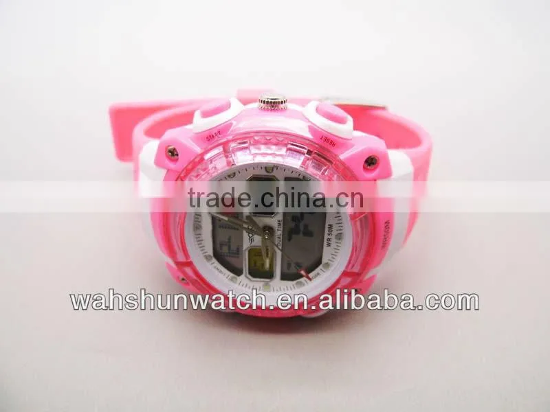 factory custom pink color plastic strap chronograph japan movement fashion digital stop watch for ladies