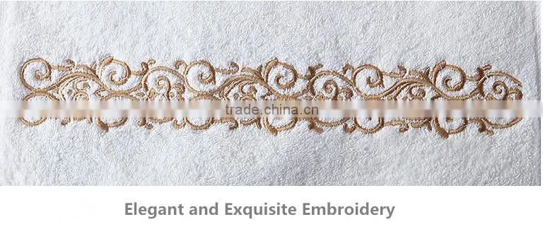 Egyptian Cotton Wholesale Factory Price White Hotel Embroidery Bath Towels