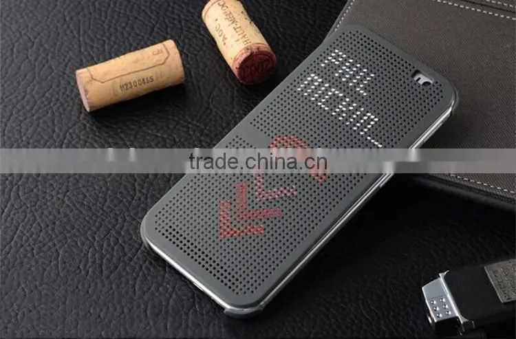 Smart Flip Dot View Cover Case For HTC One M8 Auto Sleep Wake function Phone Case With Stylish Matrix Design