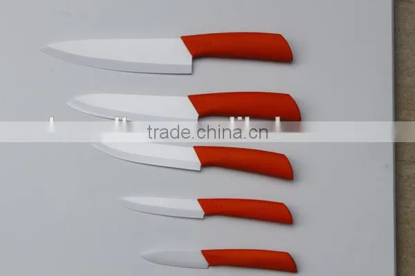 4pcs Ceramic Kitchen knives set in transparent plastic stand with nice gift box packing