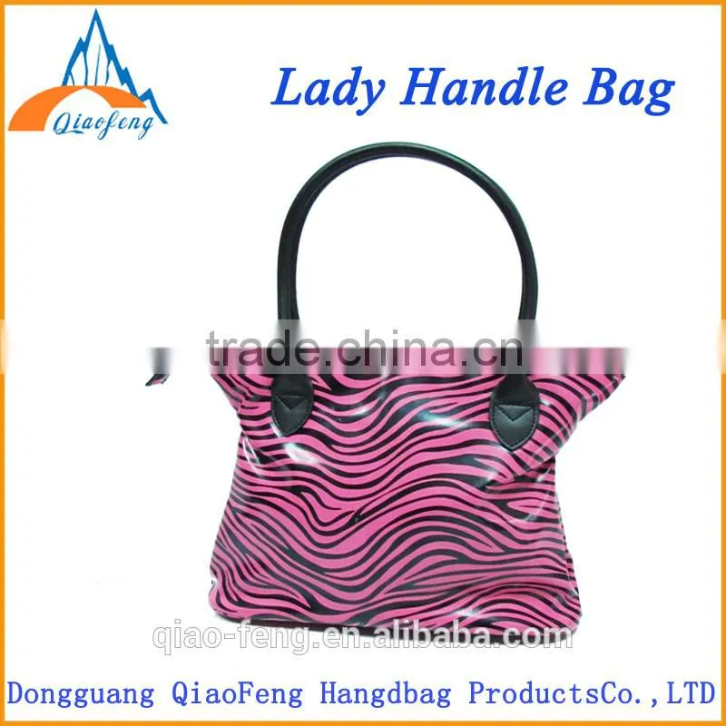 shiny stripe pu lady handbag , elegance ladies tote bag