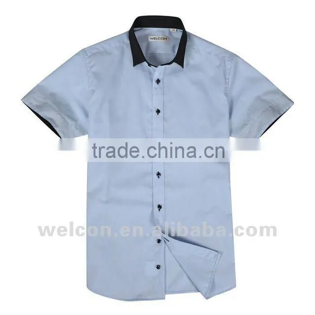 Latest OEM design 100% cotton casual style blue popular short sleeve new fashion japan korean shirt