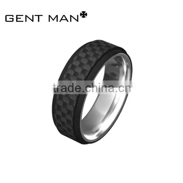 fashion carbon fiber tungsten carbide ring for men