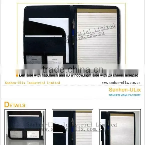 MICROFIBER AND PU MATERIAL PORTFOLIO WITH 20 SHEETS NOTEPAD