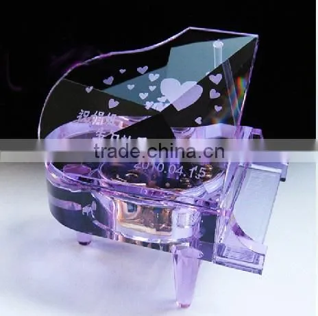 hot selling Crystal Music Box glass musical instrument for gift or Christmas decoration