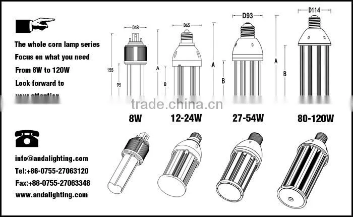 High lumem 360 degree led corn bulb e40