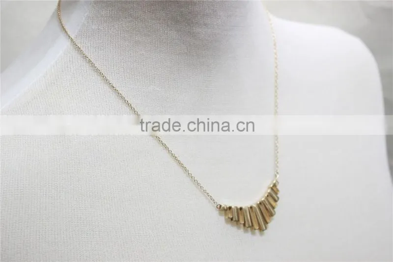 Gold Simple Metal Pendant Necklace Goldtone Bar Necklace 2016 Fashion Style Wholesale