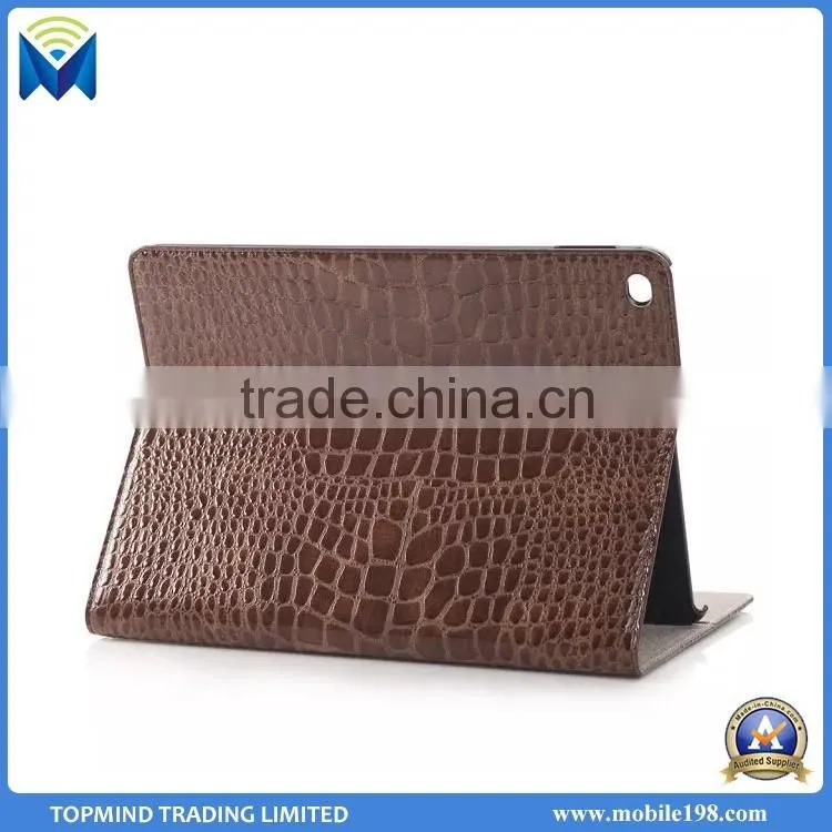 Crocodile Leather Case for iPad Air 2, Wallet Case Cover for iPad Air 2 with Card Slot