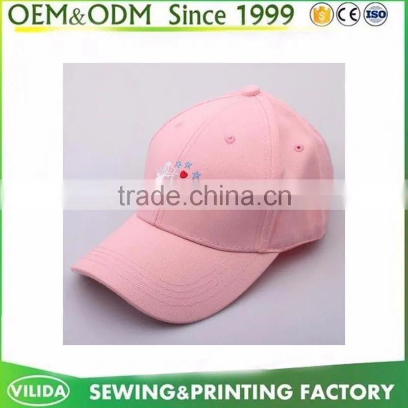 100% cotton twill fancy embroidery 6-panel baseball cap sports cap and hats for women