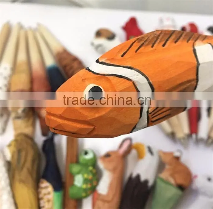 Colorful cute clownfish carved animal ballpoint pen