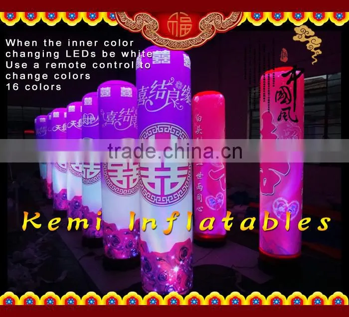 3m LED lighting Inflatable pillar with custom digital printing with rotatable base blower LED inflatable tube with rotate blower