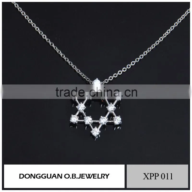 Crystal necklace pendant, fashion LOVE shape pendant jewelry with imitation white gold plated