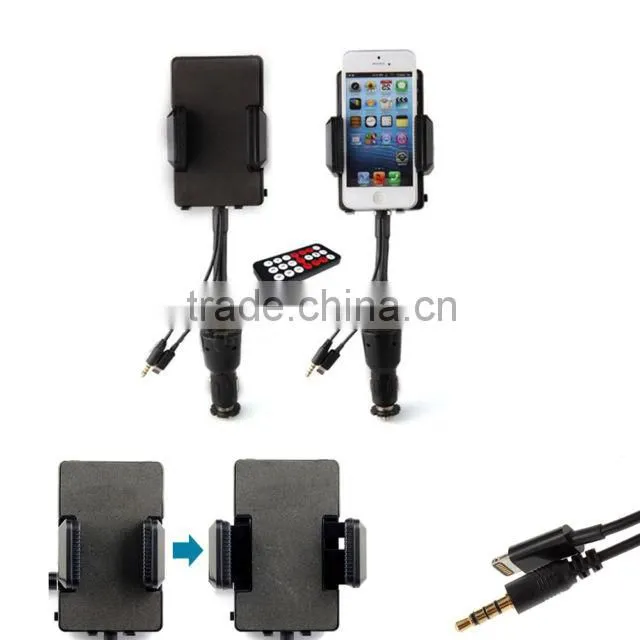 3.5mm FM Transmitter MP3 Car Kit Handsfree for iPhone 5 5S 5C iphone5 Charger Holder IR Remote Control
