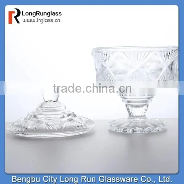 LongRun 2015 new design personalized embossed pattern glass candy dish