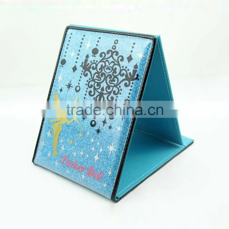 Standing leather makeup fold mirror
