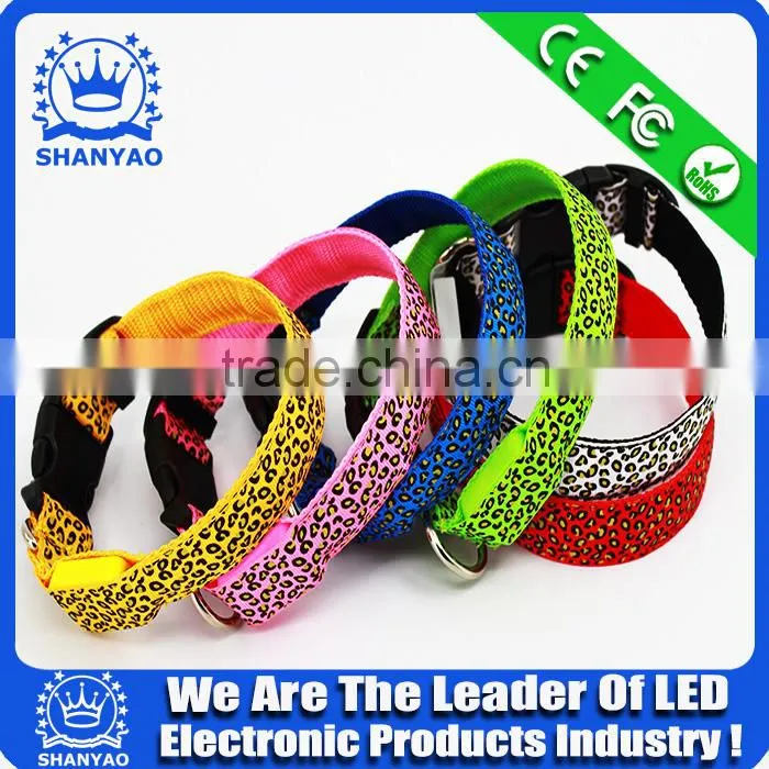 2016 Hot Selling Christmas led pet collar with Leopard