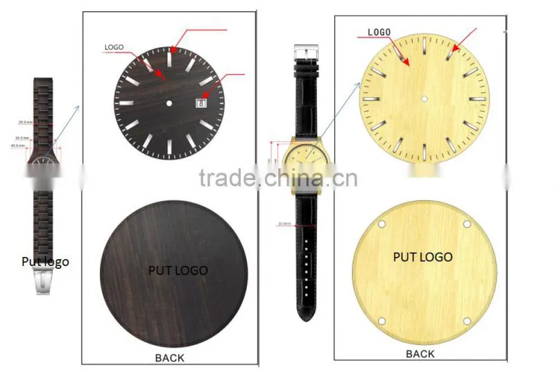Natural Wooden Watch With High Quality And Fast Delivery Time,Custom Logo Watch pu leather strap