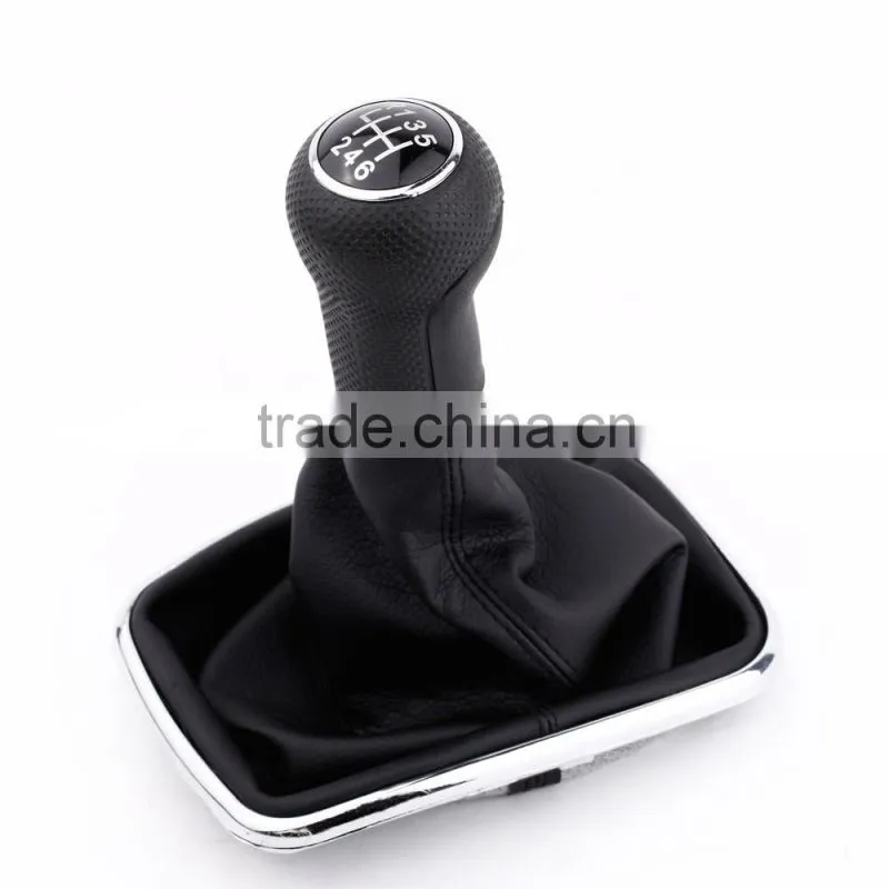 New 6 Speed Gear Shift Knob Gaitor Boot Black PU Leather