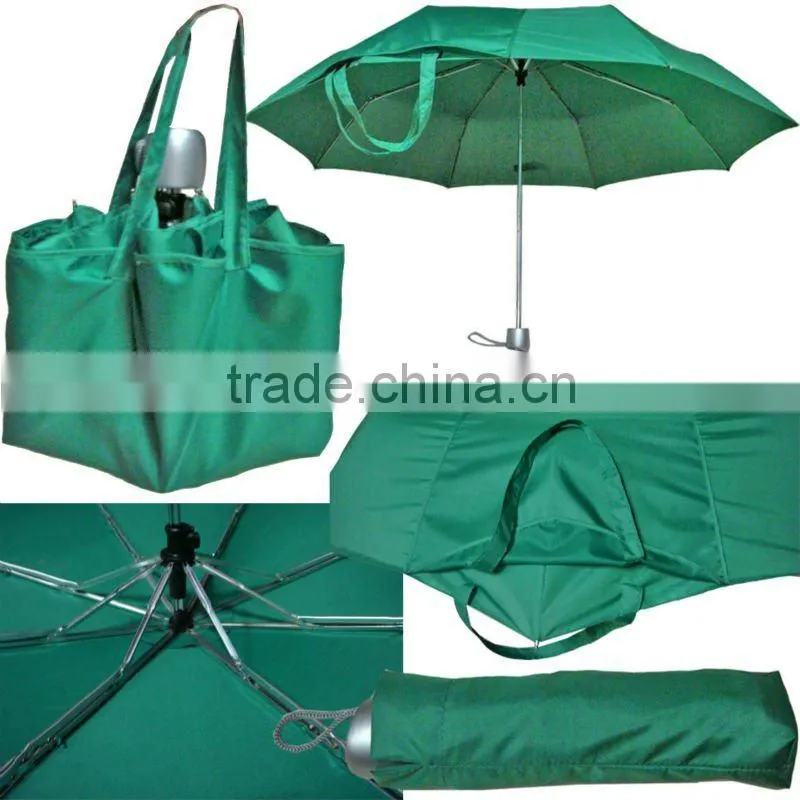 F250D popular 3 folding lady shopping bag umbrella with UV