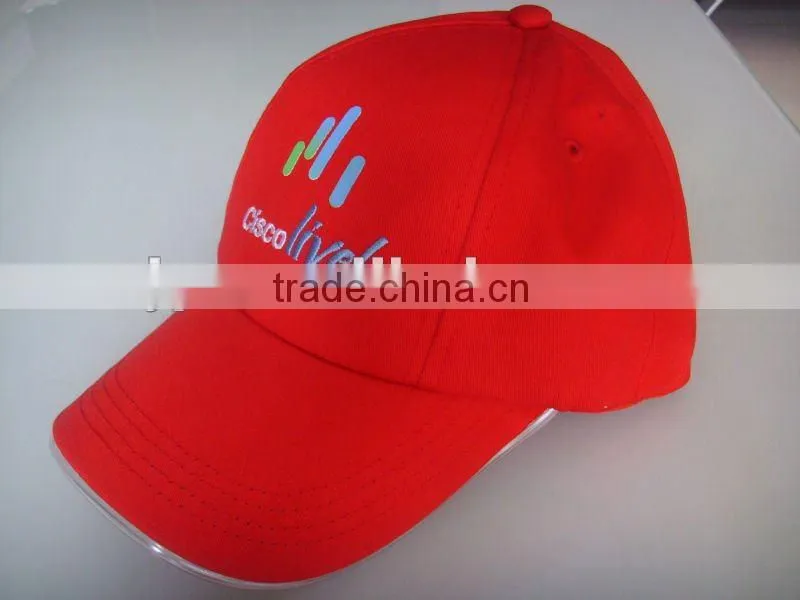 100% cotton twill LED cap with logo,led light baseball cap