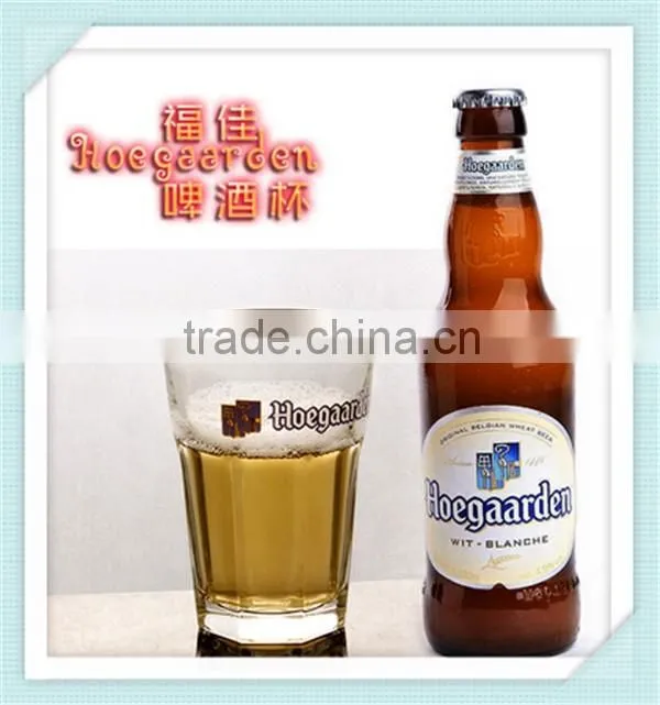 octagonal shape 450ml hoegaarden beer glass hoegaarden brand beer glass cup for sale