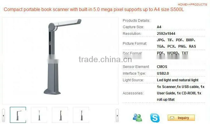 portable usb fast scan page scanner