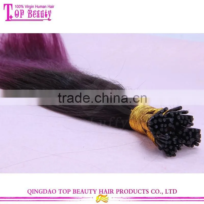 Top Quality Cheap I Tip Brazilian Hair Extension Remy Ombre #2TPurple I Tip Hair Extension For Cheap