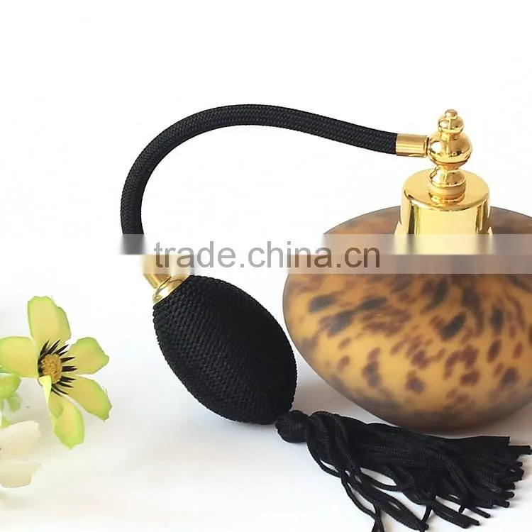 100ml hand blown modern leopard print frosted glass perfume bottle , airbag scent bottle