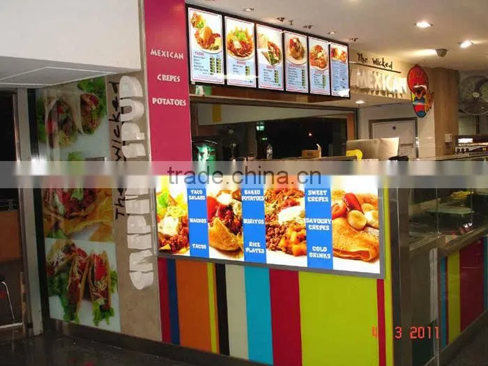 New fast food advertising illuminated led menu board menu cover