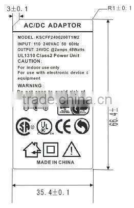Desktop input 100-240v 50/60 hz adaptor 2a 24v dc