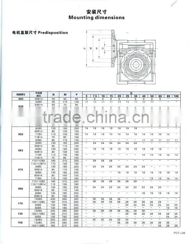 NMRV +NRV Worm Gear Reducer Worm Gearbox