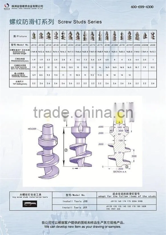 TC tire studs and spikes snow carbide screw stud