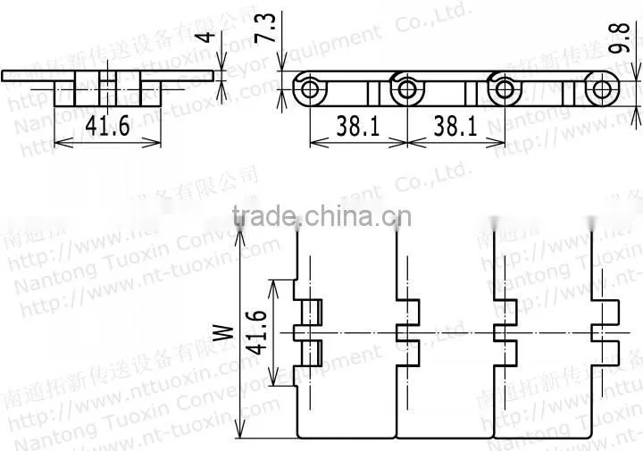Straight Run 820 Thermoplastic Table Top Chain