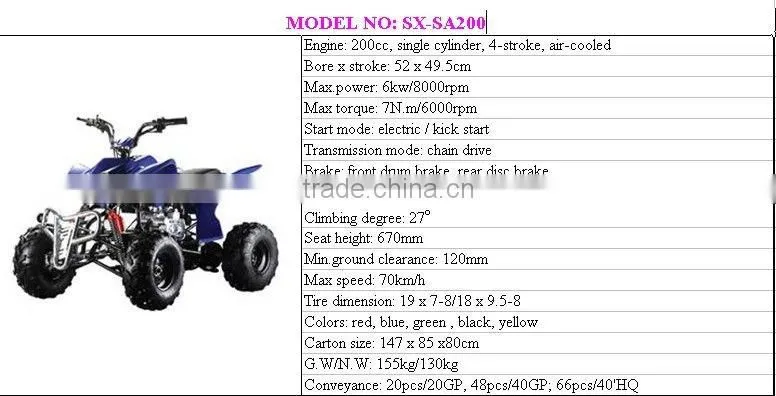 quad atv with kick starter (SX-SA200)