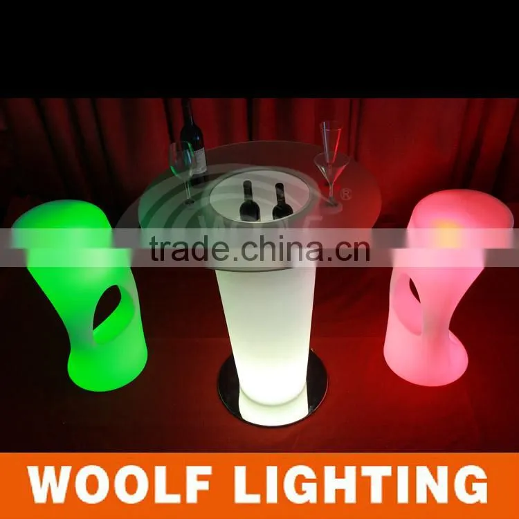 Fashionable Design Sense Outdoor and Home Decorative Lighting LED Pillar Glass Table with Stainless Steel Leg