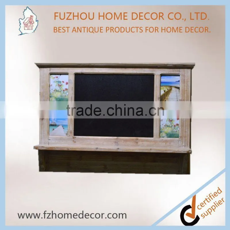 Practial antique photo frame wooden shelf with blackboard for home decoration