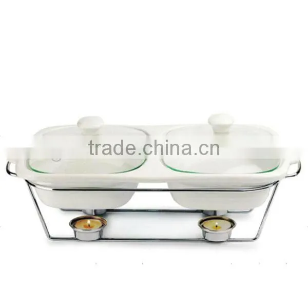 ceramic cookware sets pan with glass cover and silver metal stand