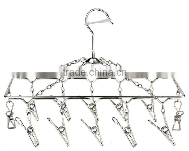 Stainless steel clothes hanger /Clothes hanger;Laudry clips hanger;stainless steel clips hanger/ clothes hanger with 12 pegs