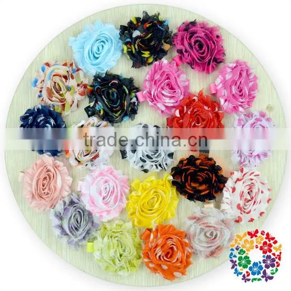 Wholesale Many Different Colors Shabby Chiffon Flower Decoration Girls Flower Hair Clips