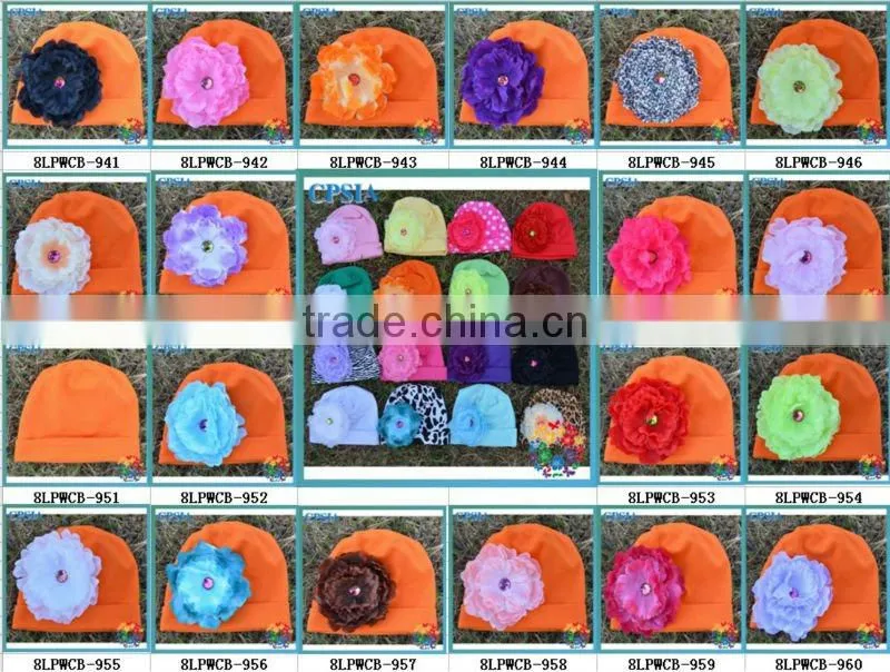 baby winter hat Toddler Cotton knit beanie with peony flower