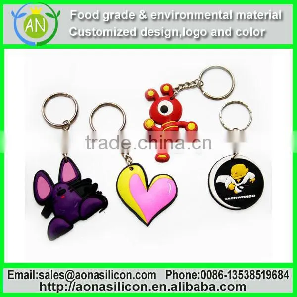 Cheap price 3d silicone keychain with silkscreen on backside