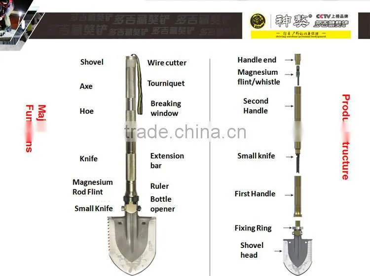 Outdoor Camping Tool Multifunction Camping shovel Camping Spade