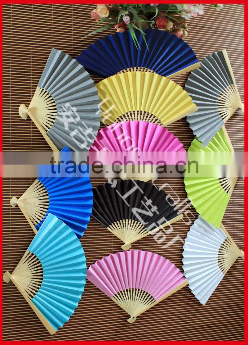 Cheap and colorful wedding paper fan wholesale