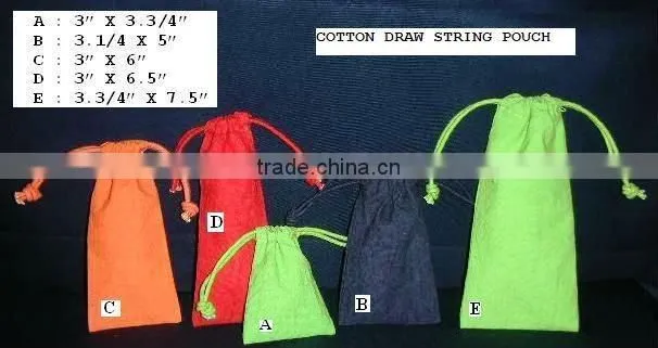Dyed cotton drawstring jewellary pouch